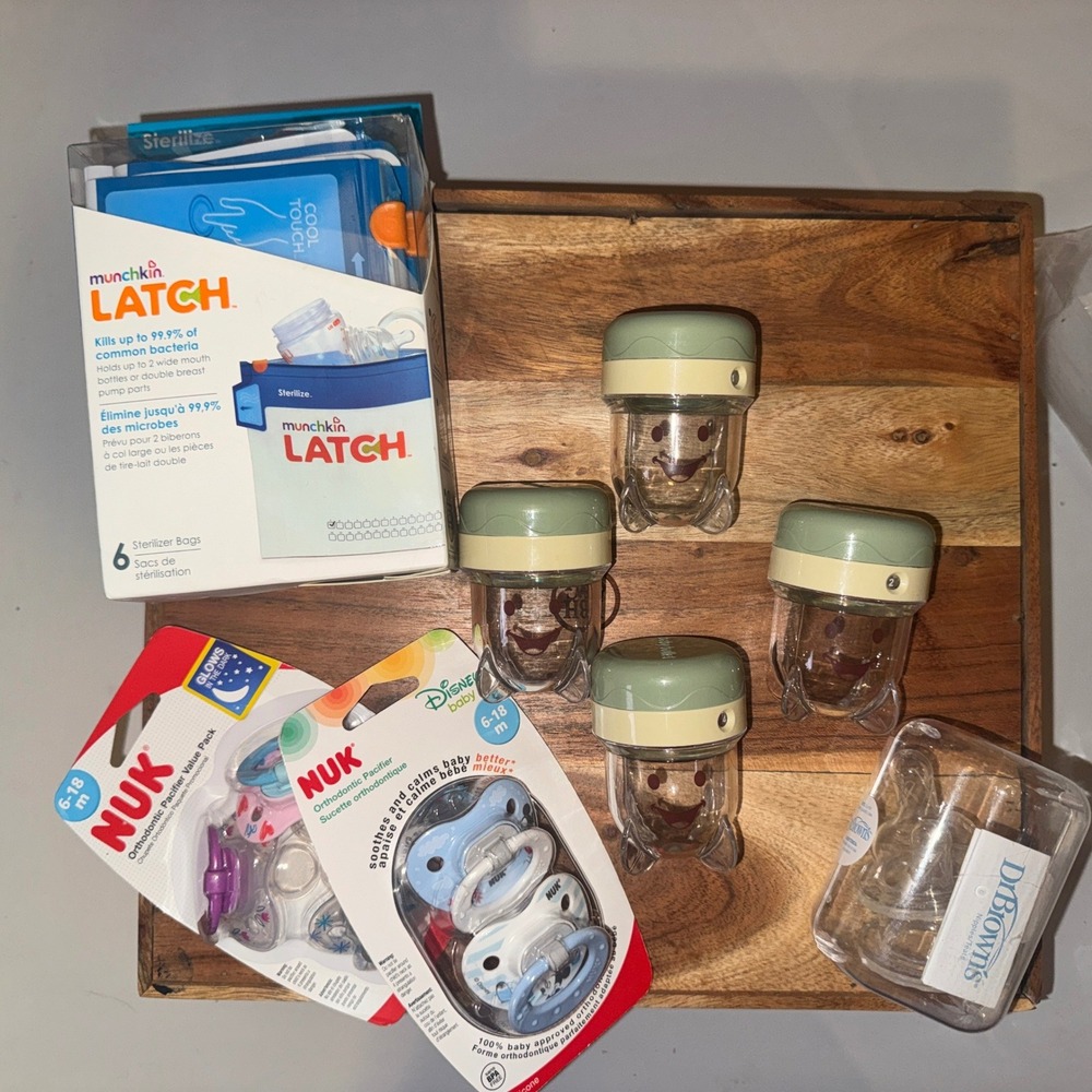 Munchkin NUK Dr. Brown's Baby Bundle 6-18M Pacifiers Sterilizer Bags Feeders